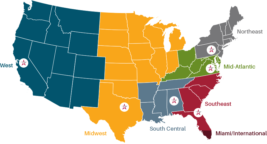 Refrigeration Parts Region Map