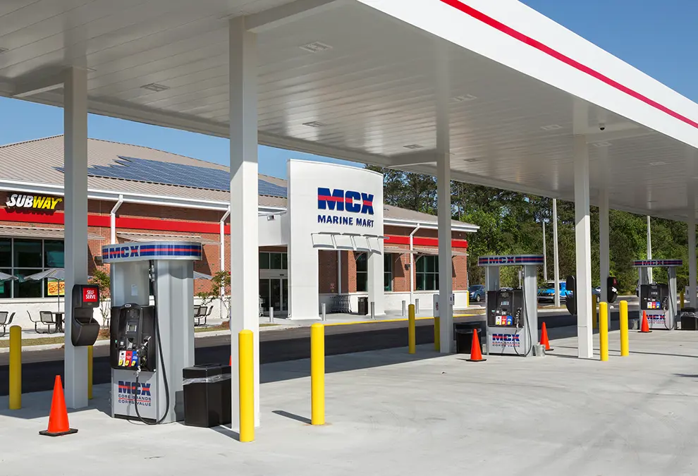 MCX Marine Mart Storefront and Gas Station